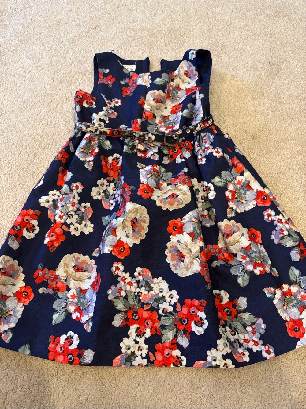 Pippa & Julie Navy Floral Sleeveless Fit-and-Flare Dress